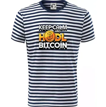 3D nápis Keep Calm and HODL Bitcoin - Triko na vodu - M ( Prouhovaná )