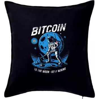 Polštář Botcoin to the moon - keep mining - Polštář 50x50 - 50x50 - Včetně výplně ( Černá )