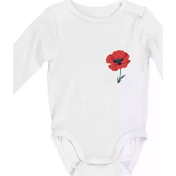 Kojenecký body Vlčí mák kreslený na prsu - Body kojenecké s dlouhým rukávem - Dlouhý r. do 3 měs ( Bílá )