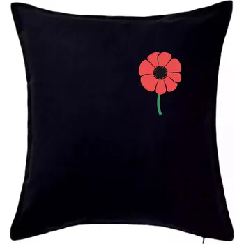 Polštář Vlčí mák ikonka na prsu - Polštář 50x50 - 50x50 - Pouze potah ( Černá )
