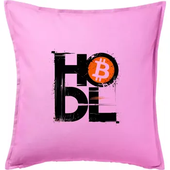 Polštář Hodl velký nápis a logo BTC - Polštář 50x50 - 50x50 - Pouze potah ( Růžová )