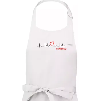 Kuchyňská zástěra Moje srdce bije pro cyklistiku - Pánská zástěra na vaření - Univerzální velikost ( Bílá )
