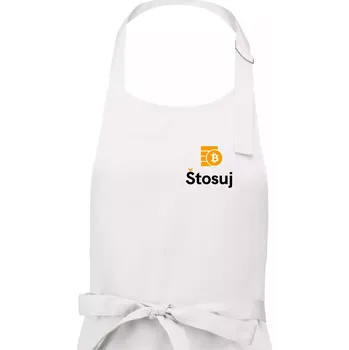 Kuchyňská zástěra Štosuj - Logo na prso + záda - Dámská zástěra na vaření - Univerzální velikost ( Bílá )