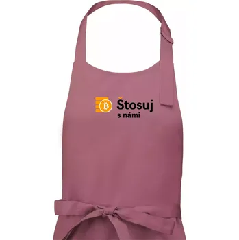Kuchyňská zástěra Štosuj s námi - logo velké - Pánská zástěra na vaření - Univerzální velikost ( Starorůžová )