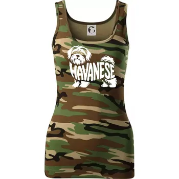 Dámské tričko Havanese nápis v těle - Dámské Maskáčové tílko - M ( Hnědý maskáč )