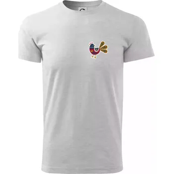 Pánské tričko Folklor na prsu slepice - Triko extra velké (5-8XL) - 8XL ( Světlešedý Melír )