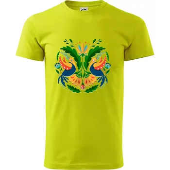 Folklor - dvě holubice - Klasické pánské triko vyšší gramáže - 2XL ( Limetková )
