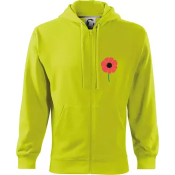 Pánská móda Vlčí mák ikonka na prsu - Mikina s kapucí na zip trendy zipper - 3XL ( Limetková )