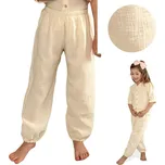 Esito (ušito v ČR) Dětské mušelínové kalhoty Esito Luca smetanové