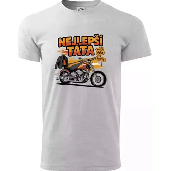 Pánské tričko Nejlepší táta - motorka - chopper - Triko extra velké (5-8XL) - 8XL ( Světlešedý Melír )
