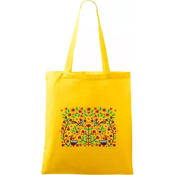 Folklor - barevně kvetiny obdélník - Taška bavlněná - 42 x 38 cm ( Žlutá )