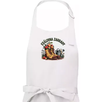 Kuchyňská zástěra Královna zahrady - boty - Dámská zástěra na vaření - Univerzální velikost ( Bílá )