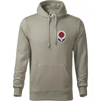 Pánská mikina Folklor na prsu květina kulatá - Mikina pánská Cape s kapucí - 5XL ( Light khaki )