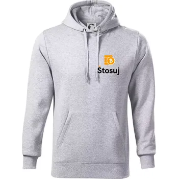 Pánská mikina Štosuj - Logo na prso + záda - Mikina pánská Cape s kapucí - L ( Světlešedý Melír )