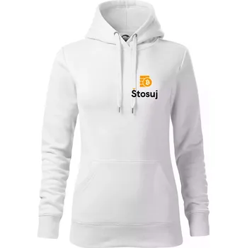 Dámská mikina Štosuj - Logo na prso + záda - Mikina dámská Cape s kapucí - XS ( Bílá )