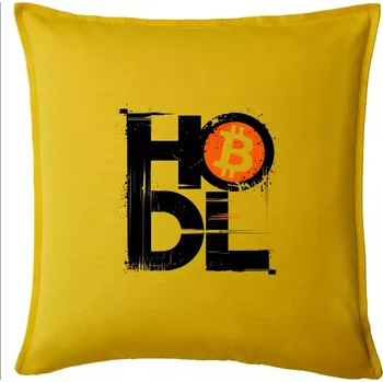 Polštář Hodl velký nápis a logo BTC - Polštář 50x50 - 50x50 - Pouze potah ( Žlutá )