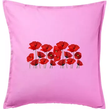 Polštář Vlčí mák v řadě - Polštář 50x50 - 50x50 - Pouze potah ( Růžová )