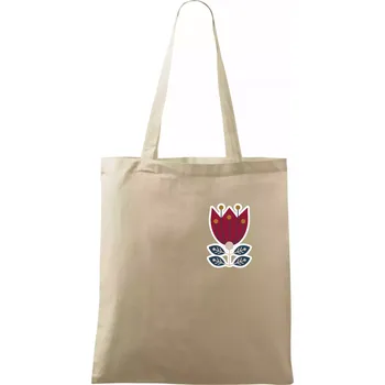 Nákupní taška Folklor na prsu květina čtyřlistá - Taška bavlněná - 42 x 38 cm ( Naturální )