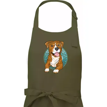 Kuchyňská zástěra Americký staford kreslený v kolečku (Pecka design) - Pánská zástěra na vaření - Univerzální velikost ( Khaki )