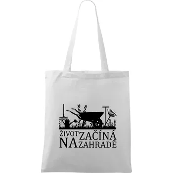 Život začíná na zahradě - Taška bavlněná - 42 x 38 cm ( Bílá )