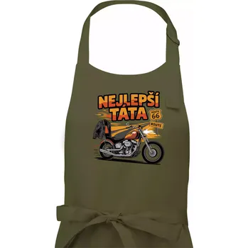 Kuchyňská zástěra Nejlepší táta - motorka - chopper - Pánská zástěra na vaření - Univerzální velikost ( Khaki )