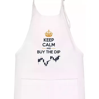 Kuchyňská zástěra Keep Calm and Buy the Dip - koruna a graf - Dětská zástěra na vaření - Univerzální velikost ( Bílá )