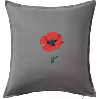 Polštář Vlčí mák kreslený velký - Polštář 50x50 - 50x50 - Pouze potah ( Tmavě šedý melír )