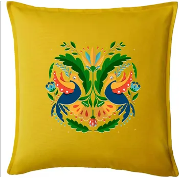 Polštář Folklor - dvě holubice - Polštář 50x50 - 50x50 - Pouze potah ( Žlutá )