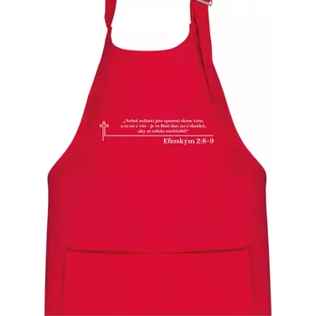 Kuchyňská zástěra Citáty z bible - Efezským 2-8–9 - Dětská zástěra na vaření - Univerzální velikost ( Červená )
