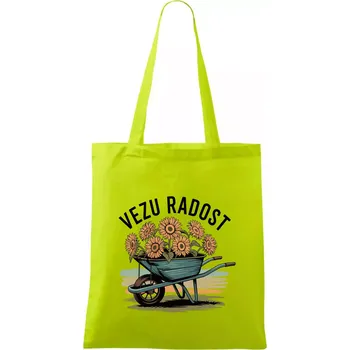 Vezu radost - kolečko - Taška bavlněná - 42 x 38 cm ( Limetková )