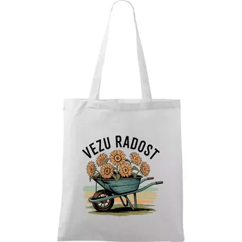Nákupní taška Vezu radost - kolečko - Taška bavlněná - 42 x 38 cm ( Bílá )