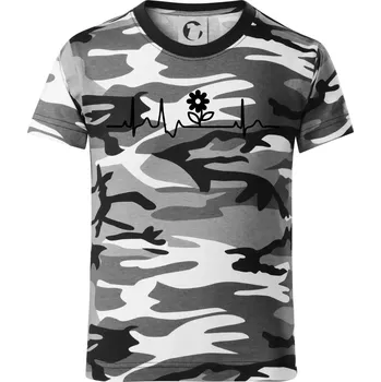 Chlapecké tričko EKG zahrada - kytka - Dětské maskáčové triko - 122 cm/6 let ( Šedý maskáč )