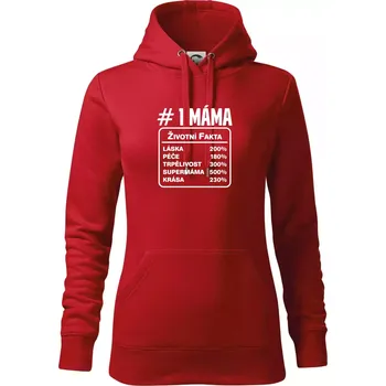 Dámská mikina Životní fakta - máma - Mikina dámská Cape s kapucí - L ( Červená )