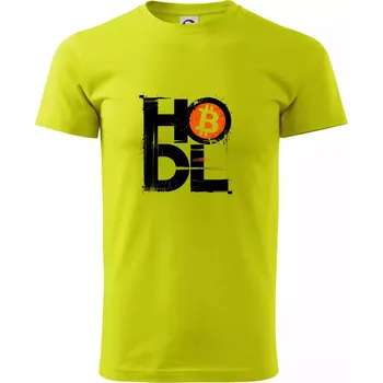 Pánské tričko Hodl velký nápis a logo BTC - Klasické pánské triko vyšší gramáže - M ( Limetková )