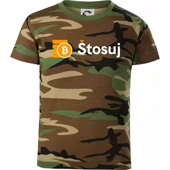 Štosuj - Logo na prsou - Dětské maskáčové triko - 122 cm/6 let ( Hnědý maskáč )