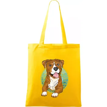 Americký staford kreslený v kolečku (Pecka design) - Taška bavlněná - 42 x 38 cm ( Žlutá )