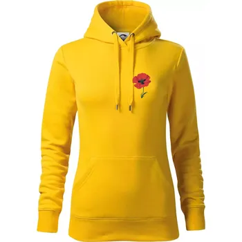 Dámská mikina Vlčí mák kreslený na prsu - Mikina dámská Cape s kapucí - XL ( Žlutá )