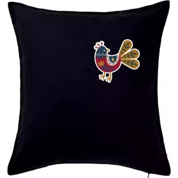 Polštář Folklor na prsu slepice - Polštář 50x50 - 50x50 - Pouze potah ( Černá )