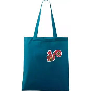 Folklor na prsu veverka - Taška bavlněná - 42 x 38 cm ( Petrolejová )