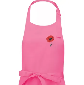 Kuchyňská zástěra Vlčí mák kreslený na prsu - Pánská zástěra na vaření - Univerzální velikost ( Růžová )