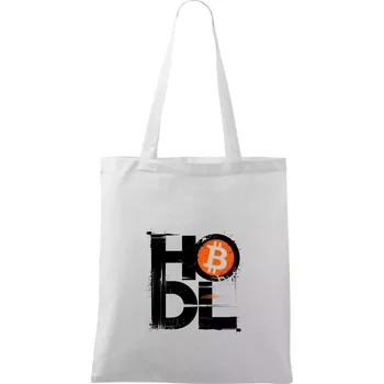 Hodl velký nápis a logo BTC - Taška bavlněná - 42 x 38 cm ( Bílá )
