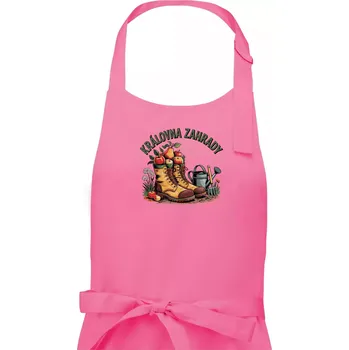 Kuchyňská zástěra Královna zahrady - boty - Dámská zástěra na vaření - Univerzální velikost ( Růžová )