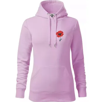 Dámská mikina Vlčí mák kreslený na prsu - Mikina dámská Cape s kapucí - XS ( Orchid )
