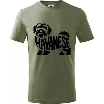Chlapecké oblečení Havanese nápis v těle - Tričko dětské bavlněné - 104-110cm / 3-4 roky ( Khaki )
