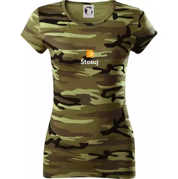 Dámské tričko Stosuj - logo čtvercové - Dámské maskáčové triko - XS ( Zelený maskáč )