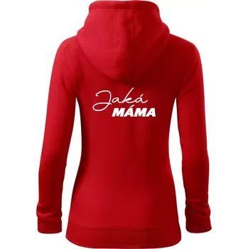 Dámská mikina Jaká máma - taková dcera psací - Dámská mikina trendy zipper s kapucí - XS ( Červená )