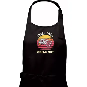 Kuchyňská zástěra Level táta odemknut - Pánská zástěra na vaření - Univerzální velikost ( Černá )