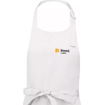 Kuchyňská zástěra Štosuj s námi - logo na prsu - Pánská zástěra na vaření - Univerzální velikost ( Bílá )