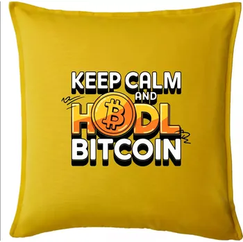 Polštář 3D nápis Keep Calm and HODL Bitcoin - Polštář 50x50 - 50x50 - Pouze potah ( Žlutá )