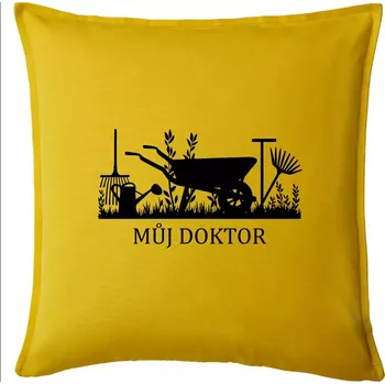 Polštář Můj doktor - zahrada - Polštář 50x50 - 50x50 - Pouze potah ( Žlutá )